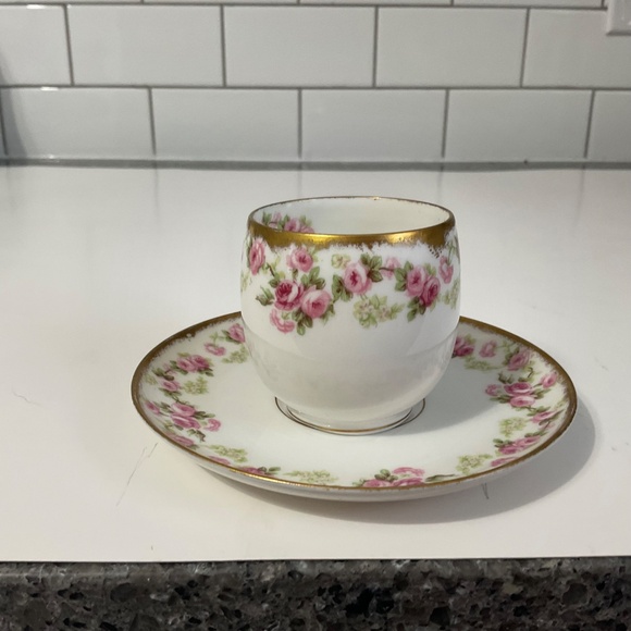 VTG French Limoges by Elite Works Pattern Pink Lavender Floral Teacup Saucer - Picture 6 of 9